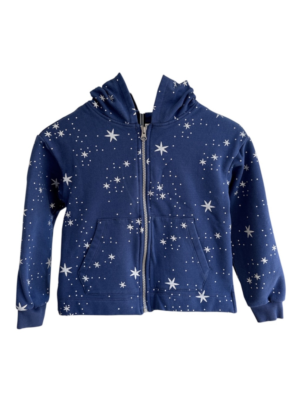 Hanna Andersson Girl’s Navy Blue Metallic Galaxy Star Print Zip Hoodie